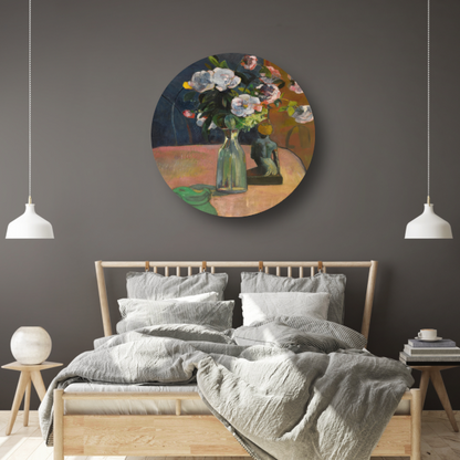 Rozen en beeldje - Paul Gauguin aluminium muurcirkel
