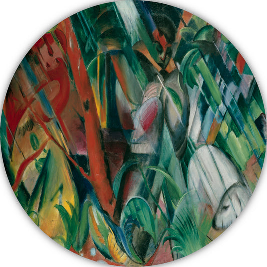 In de regen - Franz Marc aluminium muurcirkel