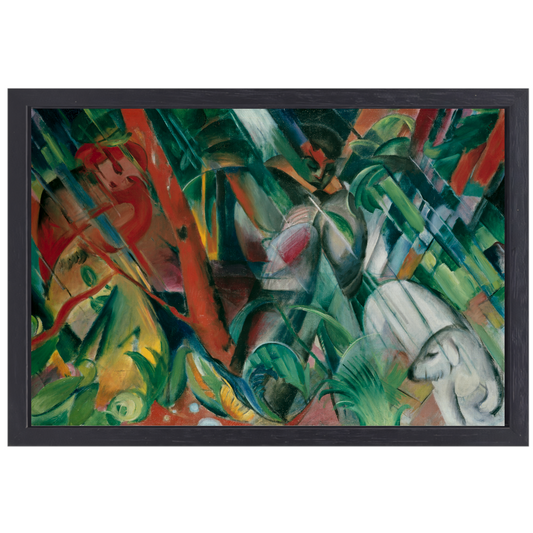 In de regen - Franz Marc canvas met baklijst