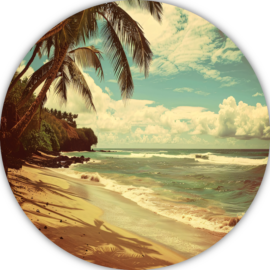 Tropisch Strand met Palmbomen forex muurcirkel