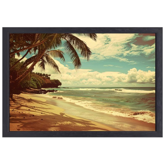 Tropisch Strand met Palmbomen canvas met baklijst
