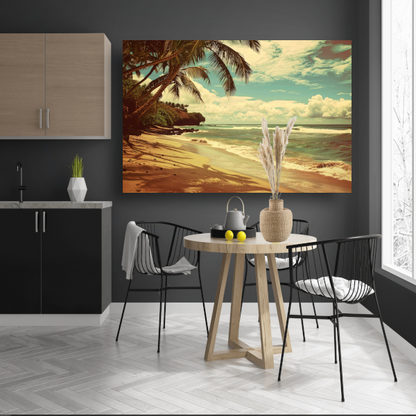 Tropisch Strand met Palmbomen canvas