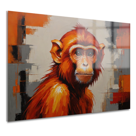 Abstract Oranje Aap in Moderne Kunst acrylglas