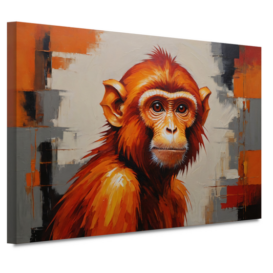 Abstract Oranje Aap in Moderne Kunst canvas