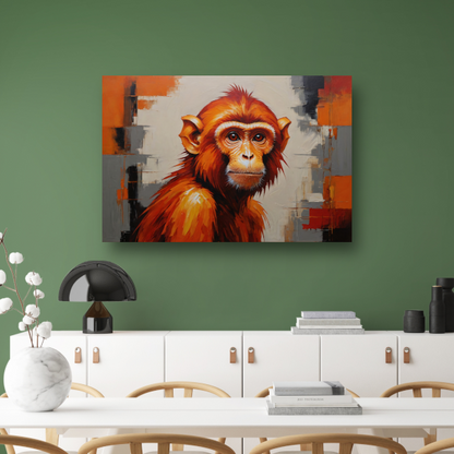 Abstract Oranje Aap in Moderne Kunst poster