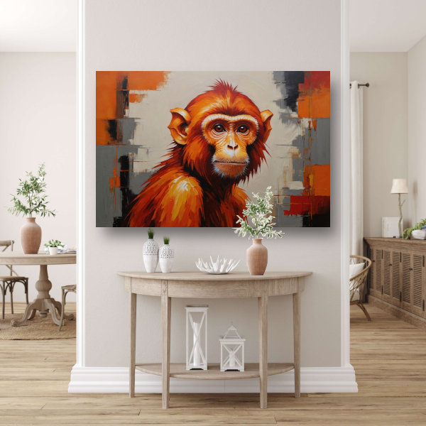 Abstract Oranje Aap in Moderne Kunst poster