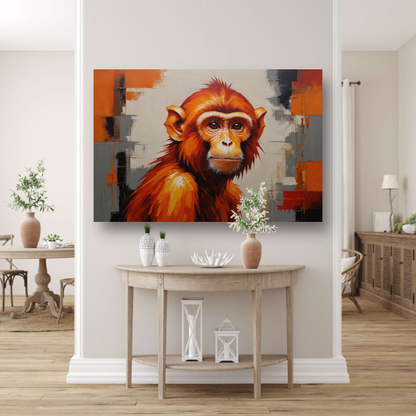 Abstract Oranje Aap in Moderne Kunst poster