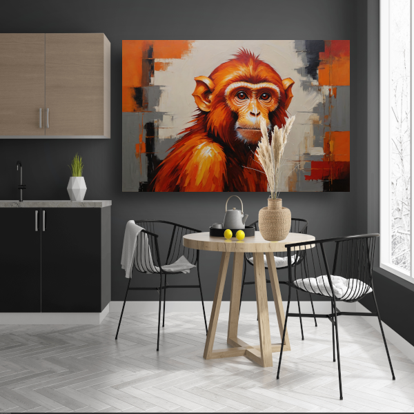 Abstract Oranje Aap in Moderne Kunst poster