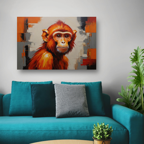 Abstract Oranje Aap in Moderne Kunst poster