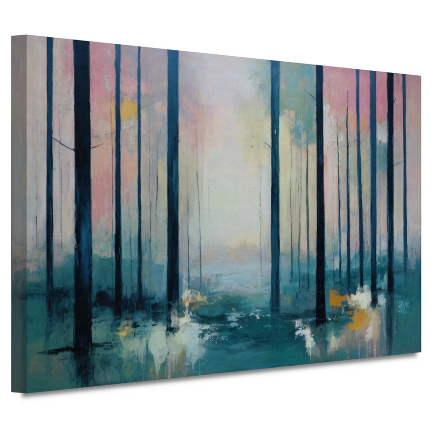 Schemerlicht Door Bomen in Bos canvas