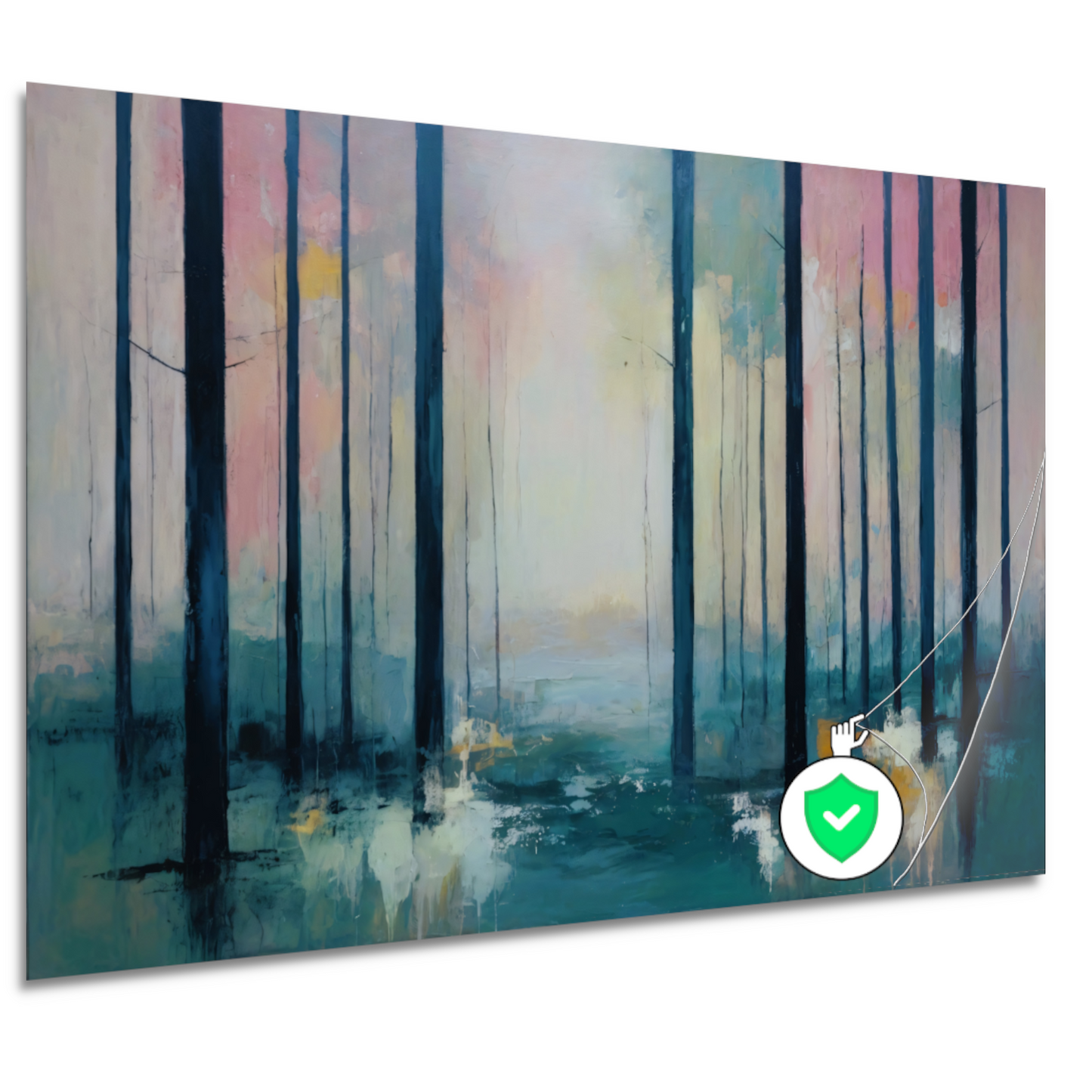 Schemerlicht Door Bomen in Bos poster