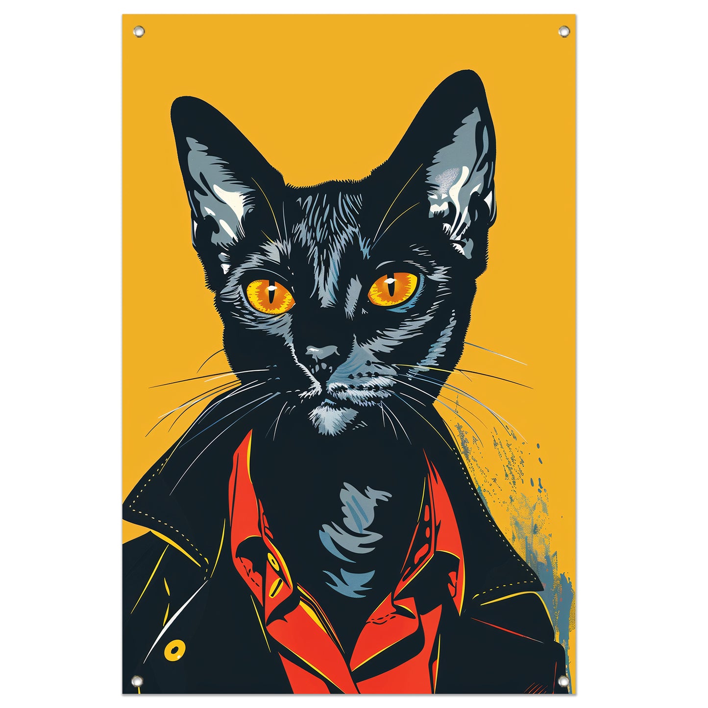 Zwarte Kat met Leren Jas Pop Art tuinposter