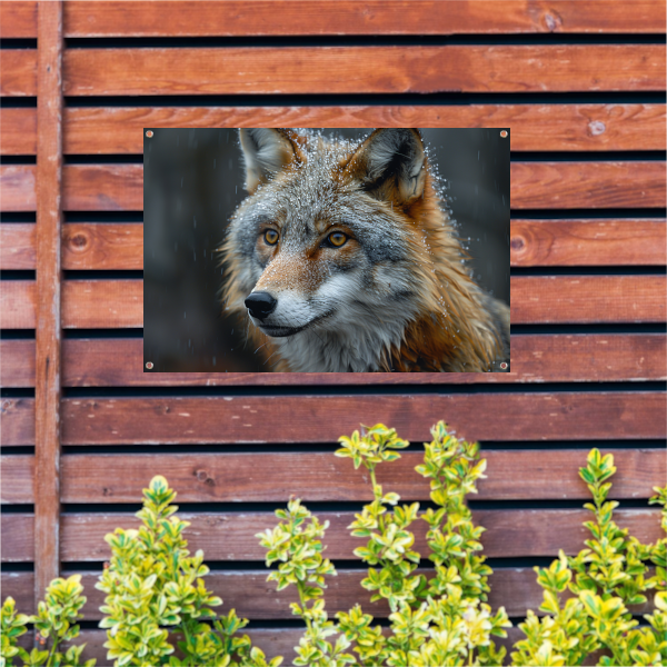 Realistische vos in de sneeuw met detail tuinposter