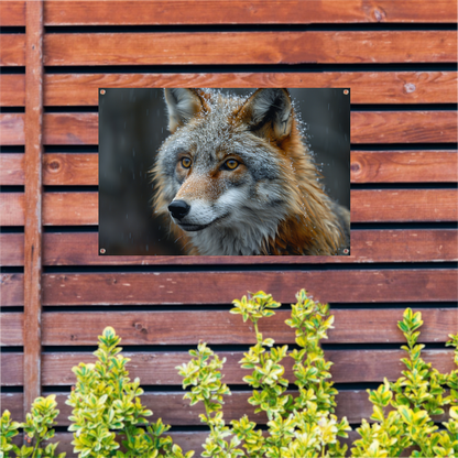 Realistische vos in de sneeuw met detail tuinposter