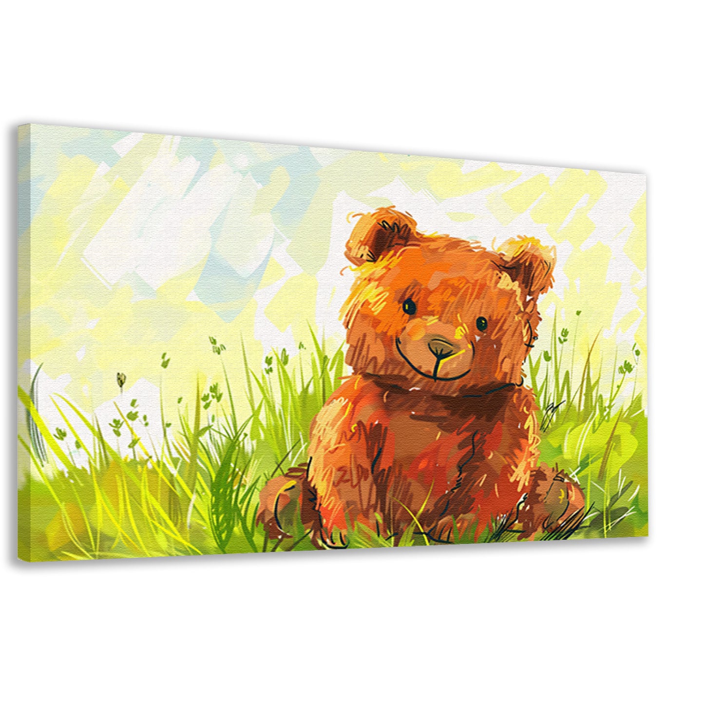 Schattige beer in zomers landschap  canvas