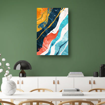 Abstract Kleurendans op Wit Canvas canvas met baklijst