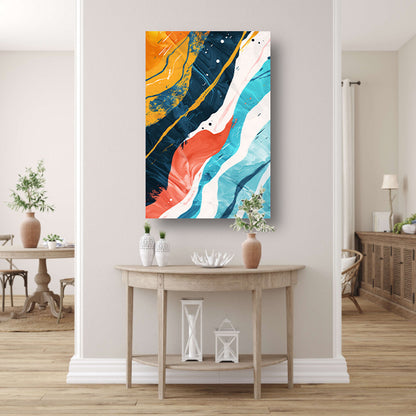 Abstract Kleurendans op Wit Canvas canvas met baklijst