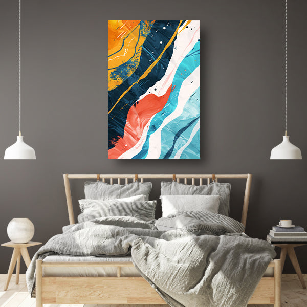 Abstract Kleurendans op Wit Canvas canvas met baklijst