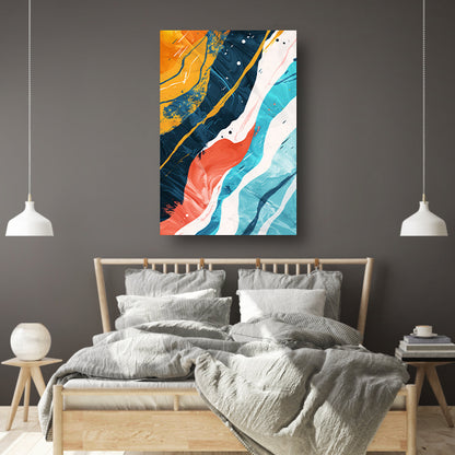 Abstract Kleurendans op Wit Canvas canvas met baklijst