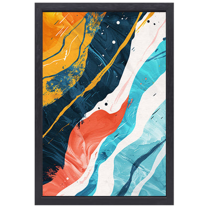 Abstract Kleurendans op Wit Canvas canvas met baklijst