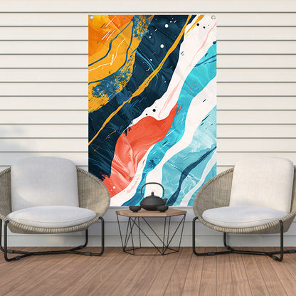 Abstract Kleurendans op Wit tuinposter