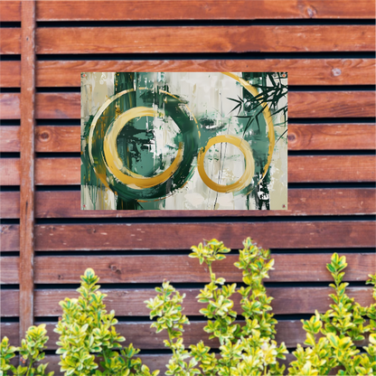 Abstracte Dans van Gouden Cirkels en Groen tuinposter