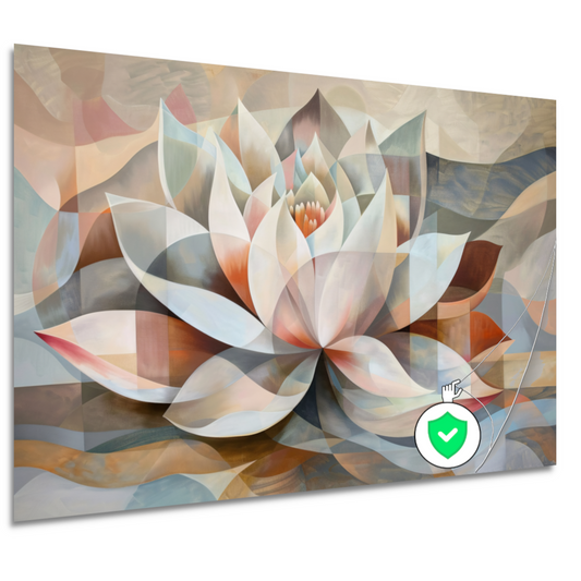 Gestileerde Kubistische Lotus in Warme Tinten poster