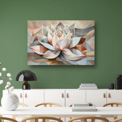 Gestileerde Kubistische Lotus in Warme Tinten canvas