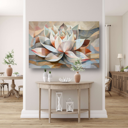 Gestileerde Kubistische Lotus in Warme Tinten poster
