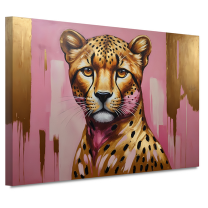 Majestueuze Luipaard in Goud en Roze canvas