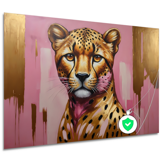 Majestueuze Luipaard in Goud en Roze poster