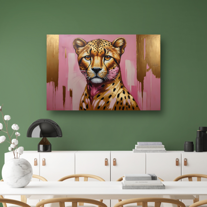 Majestueuze Luipaard in Goud en Roze poster