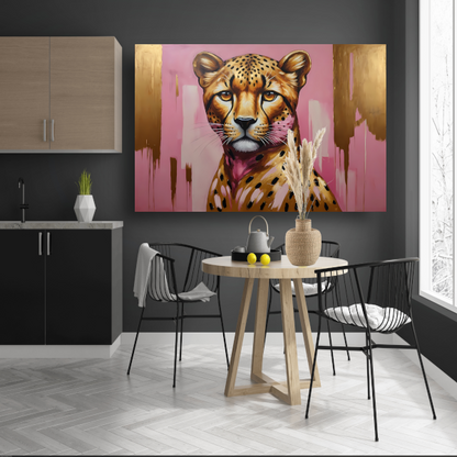 Majestueuze Luipaard in Goud en Roze poster