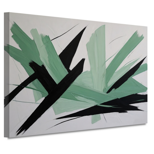 Expressieve Abstractie in Zwart en Groen canvas