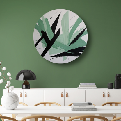 Expressieve Abstractie in Zwart en Groen forex muurcirkel
