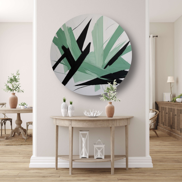 Expressieve Abstractie in Zwart en Groen forex muurcirkel