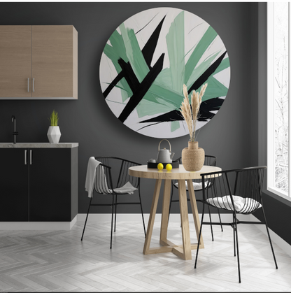 Expressieve Abstractie in Zwart en Groen forex muurcirkel