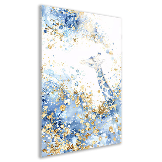 Sierlijke giraffe in blauw en goud acrylglas
