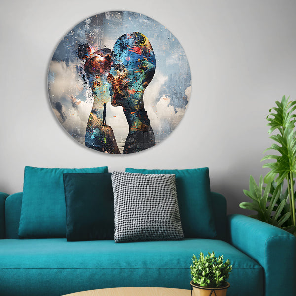 Zonnebloemen Kust aluminium muurcirkel