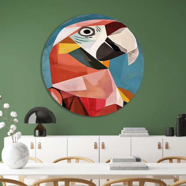 Abstract Papegaai in Kubisme Stijl forex muurcirkel