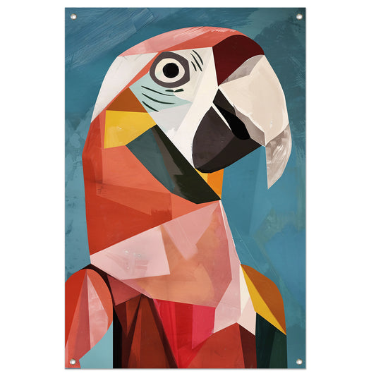 Abstract Papegaai in Kubisme Stijl tuinposter