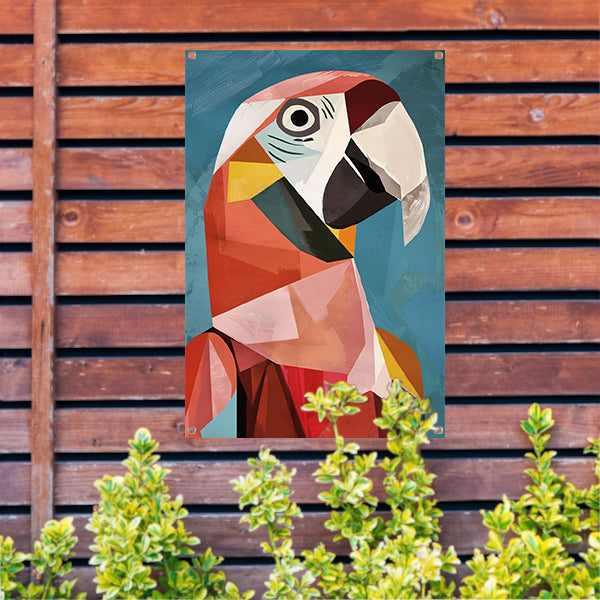 Abstract Papegaai in Kubisme Stijl tuinposter