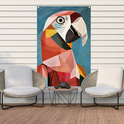 Abstract Papegaai in Kubisme Stijl tuinposter