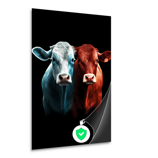 Twee koeien in minimalistische stijl poster