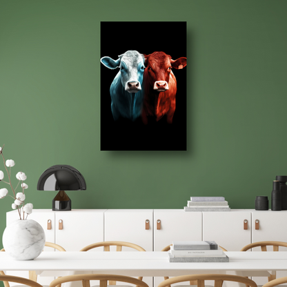 Twee koeien in minimalistische stijl poster