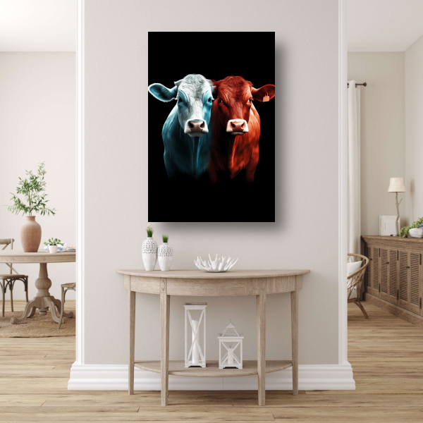 Twee koeien in minimalistische stijl poster
