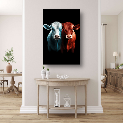 Twee koeien in minimalistische stijl poster