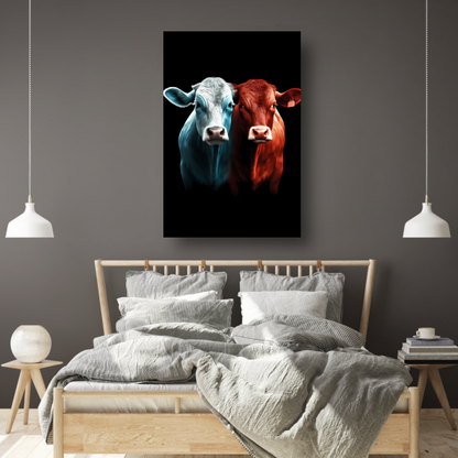 Twee koeien in minimalistische stijl poster