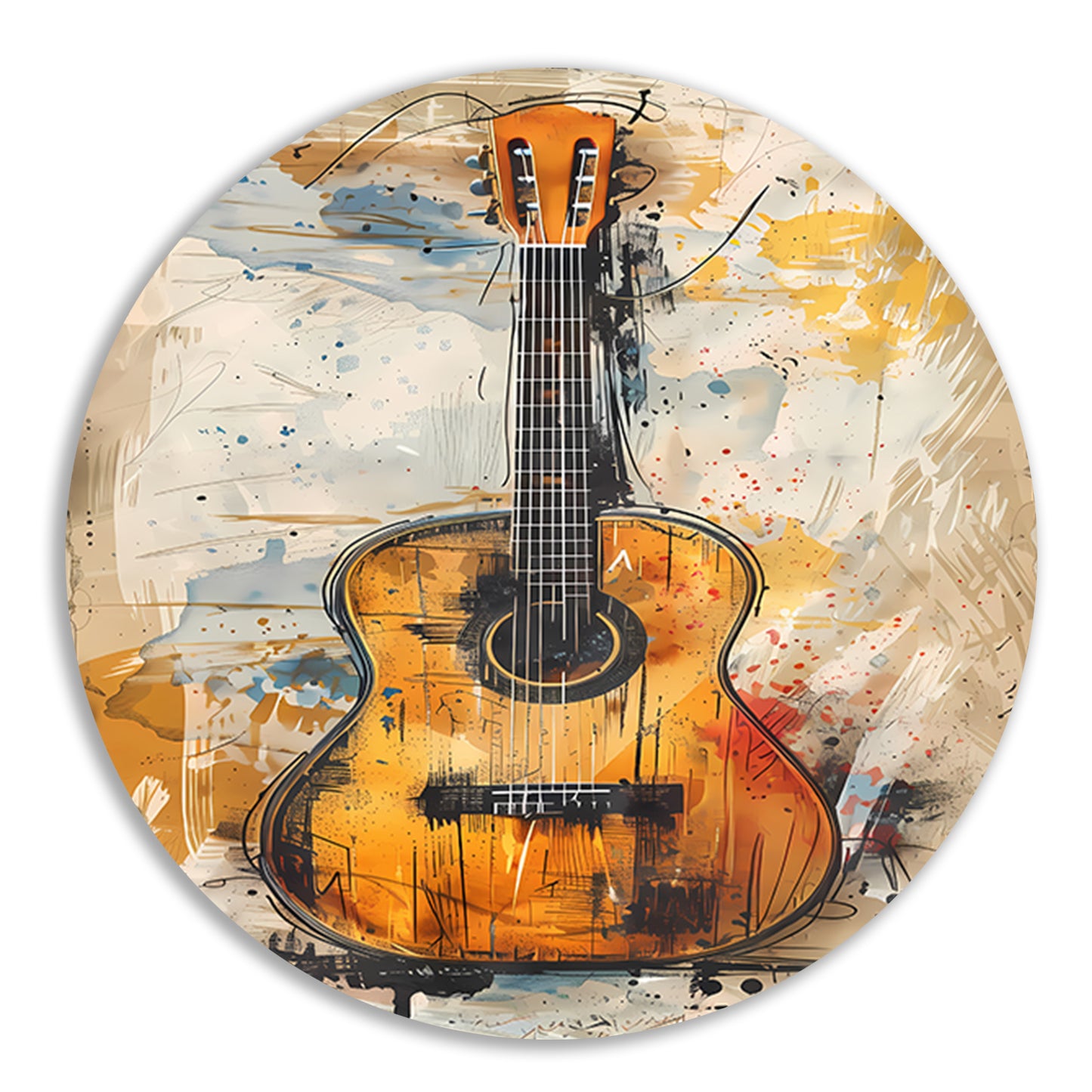 Kleurrijk Abstract gitaar  forex muurcirkel