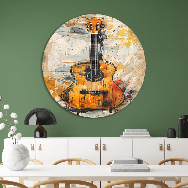 Kleurrijk Abstract gitaar  forex muurcirkel